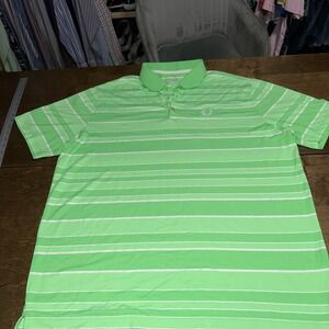 Mens Nike golf tour performance green white striped polo shirt 2XL